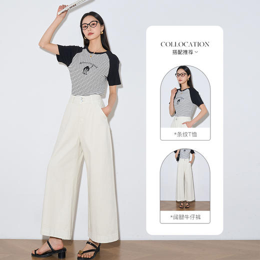 OLrain欧芮儿直筒牛仔裤女夏季2024年新款百搭高腰阔腿九分裤 商品图1