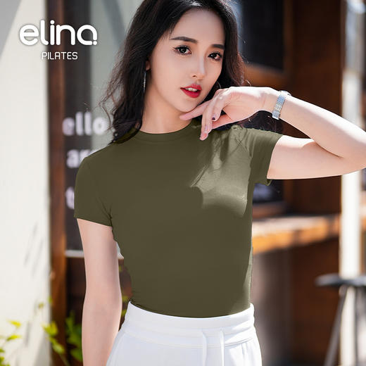 一恋•普拉提 2025春季新款弹力显瘦健身服修身塑型运动瑜伽短袖EJK25005 商品图8