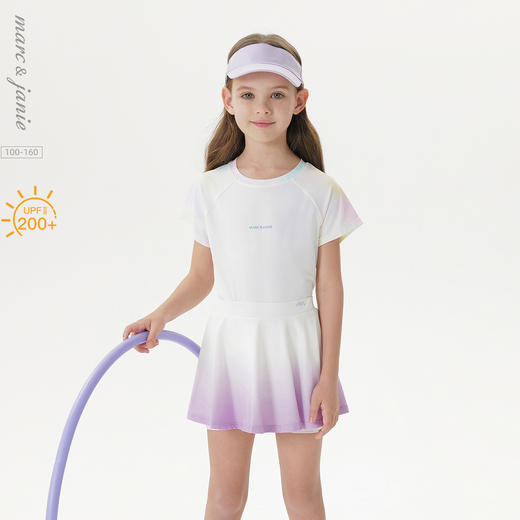 【凉感防晒】马克珍妮女童渐变运动短袖T恤2025年夏装新款550382 商品图0