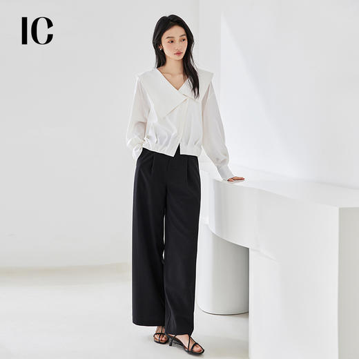 *IC 通勤白色衬衫宽松新款衬衣女修身气质设计感休闲长袖上衣 商品图3
