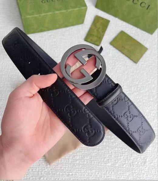 古驰互扣压花小牛皮腰带（GD） 商品图0