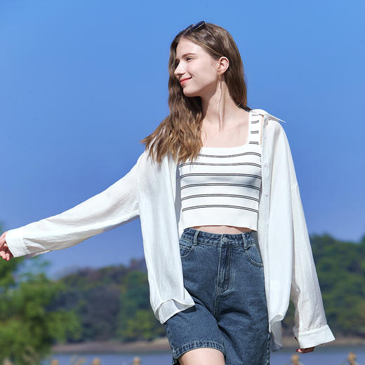 【百图lulu定制】【凉风防晒衫】凉感醋纤混纺  后背蝴蝶结 细绳 长袖防晒衫 商品图2