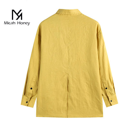 米加蜜时髦水洗亚麻衬衫外套 商品图1