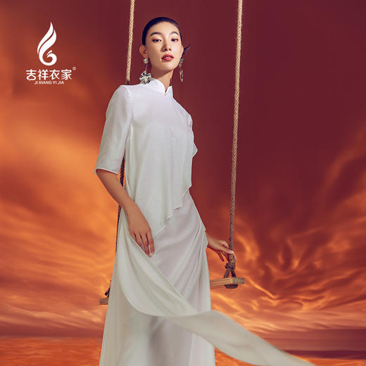 吉祥衣家中国风新中式复古女装2025新款春夏款女装子之清扬连衣裙 商品图0