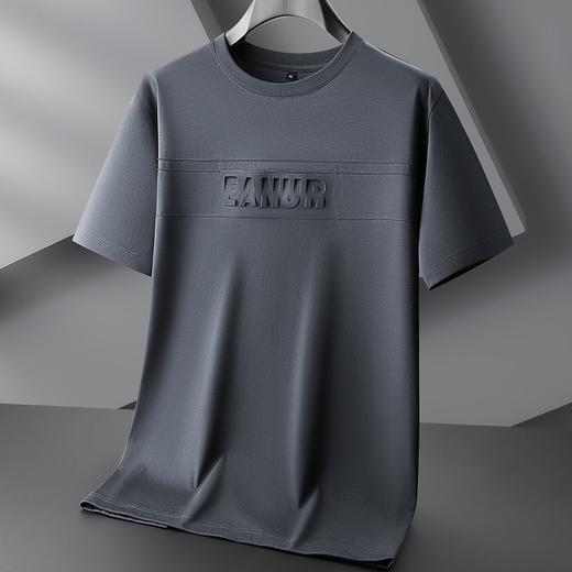 【丝光棉】【DPF】大依优型大码短袖T恤圆领夏季薄款压花半袖宽松休闲丝光棉男士胖子上衣 商品图2