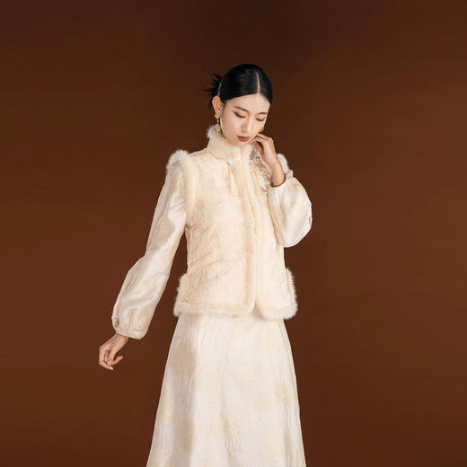 吉祥衣家新中式国风复古软糯保暖高端气质女装上衣举杯邀明月马甲 商品图2