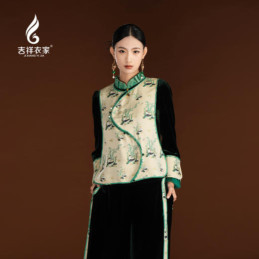 吉祥衣家高端复古中国风熊猫背心新中式气质女装太极轻甲马甲 商品图3