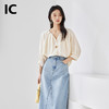 IC奶油白设计感v领露锁骨衬衫短袖显瘦上衣夏新款短款衬衣女 商品缩略图3