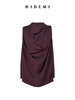 HIDEMI 极简设计感堆叠荡漾领缎面再生纤维飘逸感定染勃艮第红套装 上衣/阔腿裙裤 商品缩略图10