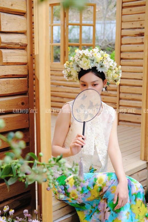 【门店同款】ENJOY夏季云敛-春光推盏碧落轻纱中式马夹 162252569 商品图7