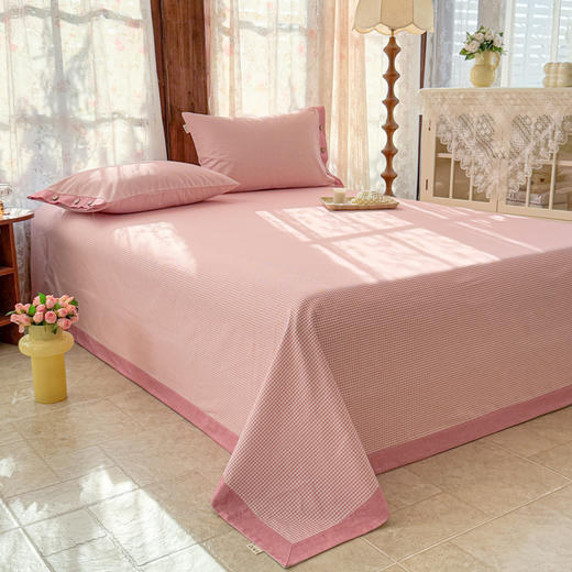 自然醒宽边纯棉老粗布床单单件简约纯棉被单宿舍单人枕套三件套夏季新款JY 商品图7