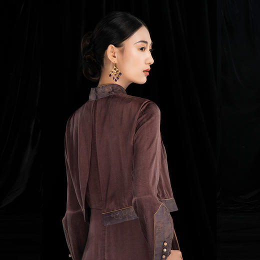 吉祥衣家新中式国风新款高端显瘦气质优雅修身女装三生路连衣裙 商品图4