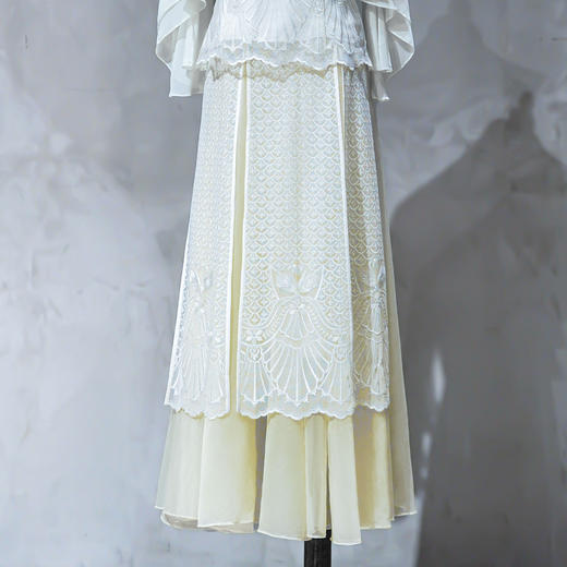 吉祥衣家新中式国风复古春夏新款高端气质显瘦修身女装暮成雪半裙 商品图3