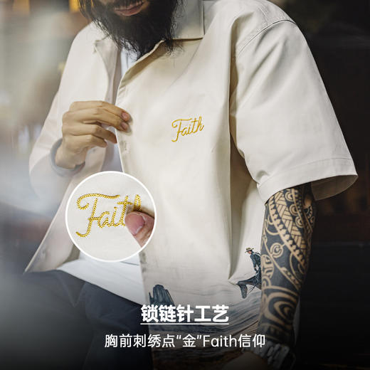 工装优选美式复古纪念碑谷古巴领衬衫短袖印花vintage衬衣男春夏 商品图3