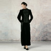 吉祥衣家新中式国风夏新款高端气质显瘦修身黑色女装寒雪未消裤子 商品缩略图0