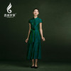 吉祥衣家新中式国风春夏新款高端气质显瘦修身女装翠叶藏蝶连衣裙 商品缩略图0