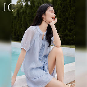 *IC 休闲气质宽松短袖对襟流苏短裤套装女新款夏季度假套装