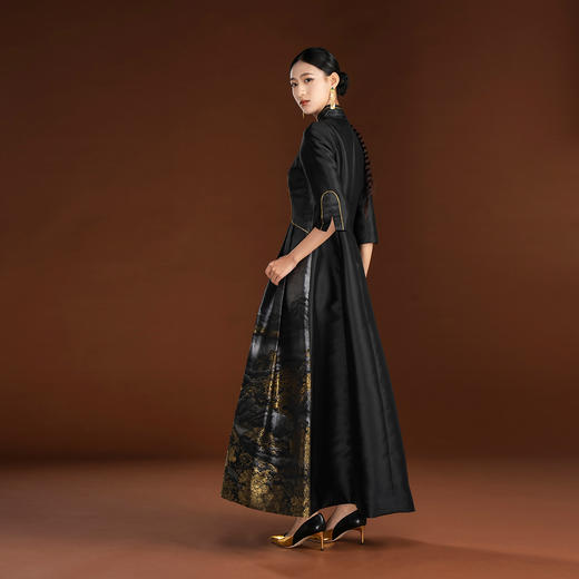 吉祥衣家宋锦国风提花复古经典新中式高端气质女装依诗取兴连衣裙 商品图3