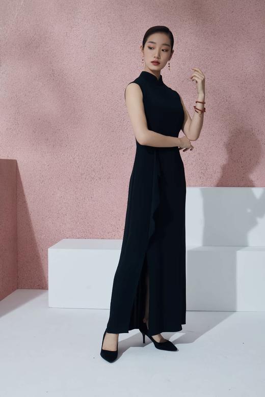 吉祥衣家中国风新中式复古女装2025新款春款双栖蝶长裙修身连衣裙 商品图3