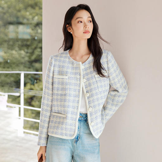 IC 小香风格子设计感甜美短外套女新款通勤气质精致优雅上衣 商品图1