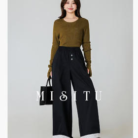 顺丰包邮42440洛诗琳立体错位拼接剪裁气质时尚显瘦直筒裤25233