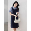 【专属特价】熙世界通勤优雅格纹衬衫领拼接裙子短袖假两件连衣裙女2025夏新款 商品缩略图2