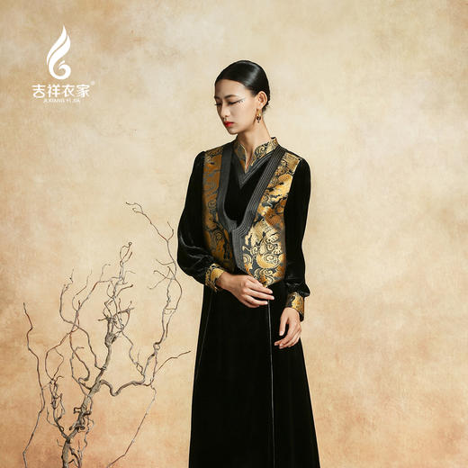 吉祥衣家提花重工复古坎肩新中式国风气质高级感女装金鳞苍穹马甲 商品图3