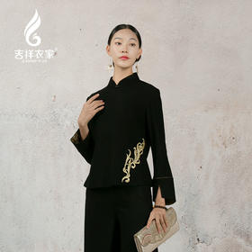 吉祥衣家新中式国风春夏新款气质显瘦修身女装玄之又玄上衣外套
