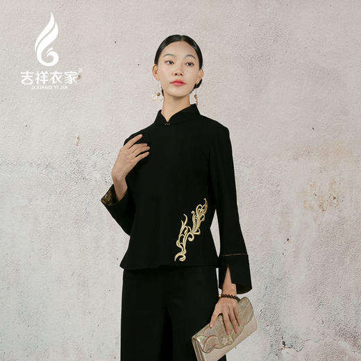 吉祥衣家新中式国风春夏新款气质显瘦修身女装玄之又玄上衣外套 商品图0