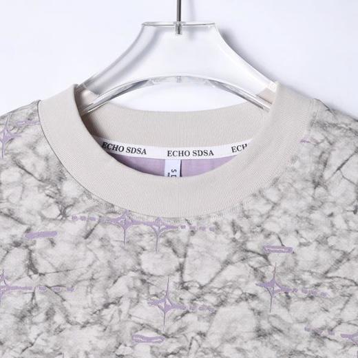 T2794夏季高级感新款潮牌撞色晕染印花圆领短袖T恤百搭情侣复古上衣 商品图2