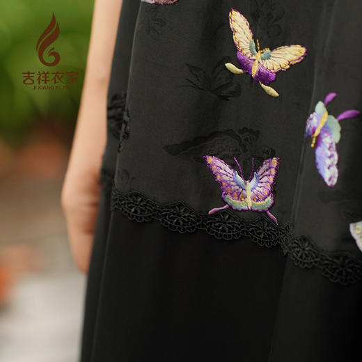 吉祥衣家新中式国风夏新款高端气质显瘦修身女装晓蝶趁风连衣裙 商品图4