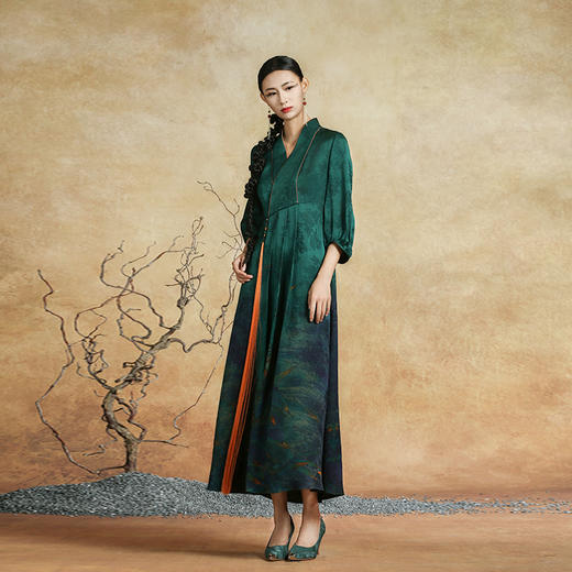 吉祥衣家新中式国风夏新款高端气质显瘦修身女装苏世独立连衣裙 商品图1