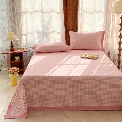 自然醒宽边纯棉老粗布床单单件简约纯棉被单宿舍单人枕套三件套夏季新款JY 商品图2