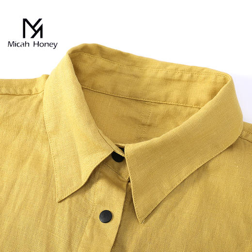 米加蜜时髦水洗亚麻衬衫外套 商品图5