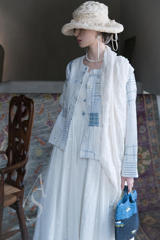 Maku 米白色手织丝棉钩绣无袖连衣裙 商品图5