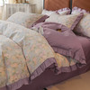 自然醒40支13070全棉荷叶双层花边款四件套100纯棉小清新床单被套三件套床上用品JY 商品缩略图0