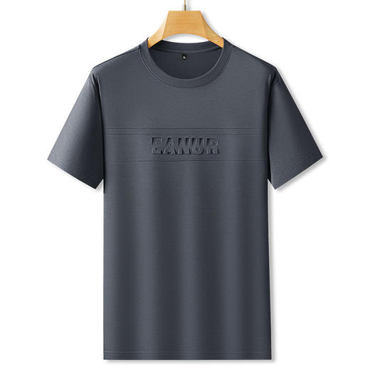 【丝光棉】【DPF】大依优型大码短袖T恤圆领夏季薄款压花半袖宽松休闲丝光棉男士胖子上衣 商品图0