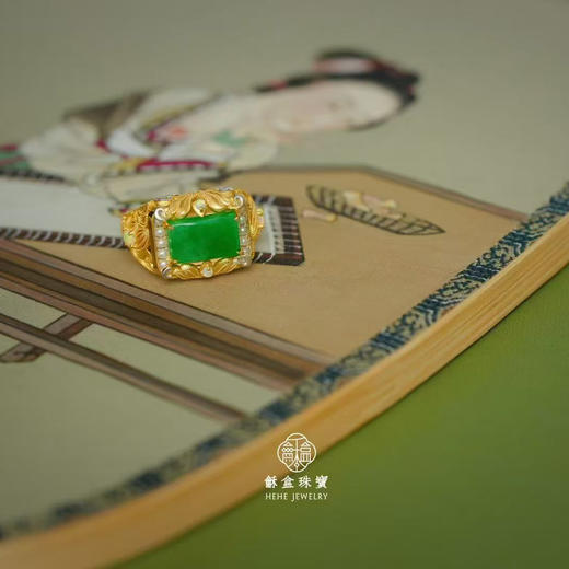 龢盒原创 阳绿翡翠宝相花戒指 商品图3
