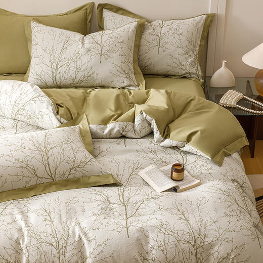 自然醒宽边三层纱提花四件套100全棉1.5米被套床单三件套床笠床品JY 商品图8