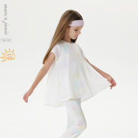 【凉感防晒】马克珍妮女童透气假两件T恤 儿童背心夏装新款550381