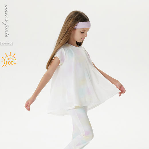 【凉感防晒】马克珍妮女童透气假两件T恤 儿童背心夏装新款550381 商品图0
