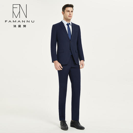 IWY/藏青色条纹西装套装男商务正装西服结婚礼服政企工装考公考正装CP10345男装 商品图3