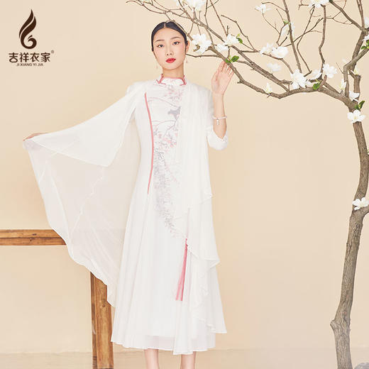 吉祥衣家新中式国风春季新款真丝薄款高端气质小香风雨雪霏霏外披 商品图0
