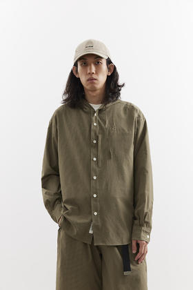 吃茶去chichaqu25速干泡泡纱格纹带帽长袖衬衫复古经典休闲山系