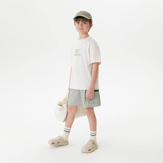 【凉感透气】马克珍妮男女童字母运动短袖T恤 儿童上衣夏装550665 商品图2