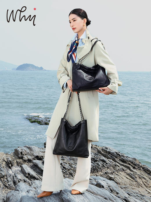 Why女包头层牛皮拾荒托特包小众设计高级感垃圾袋复古菱格流浪包 商品图1