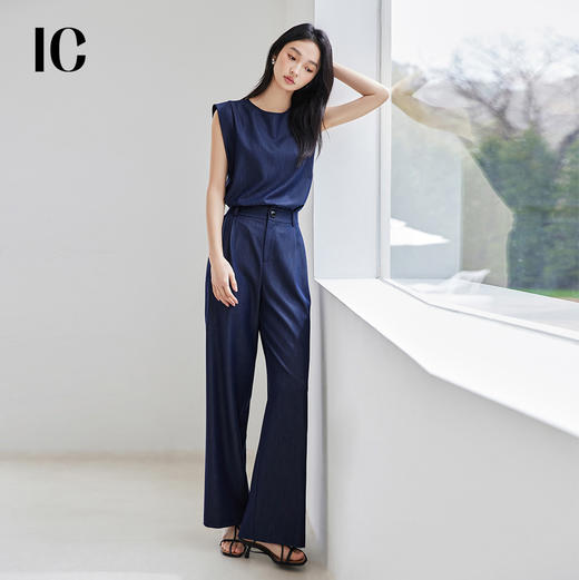 *IC时尚气质韩系初春穿搭一整套无袖直筒裤上下套装女 商品图2