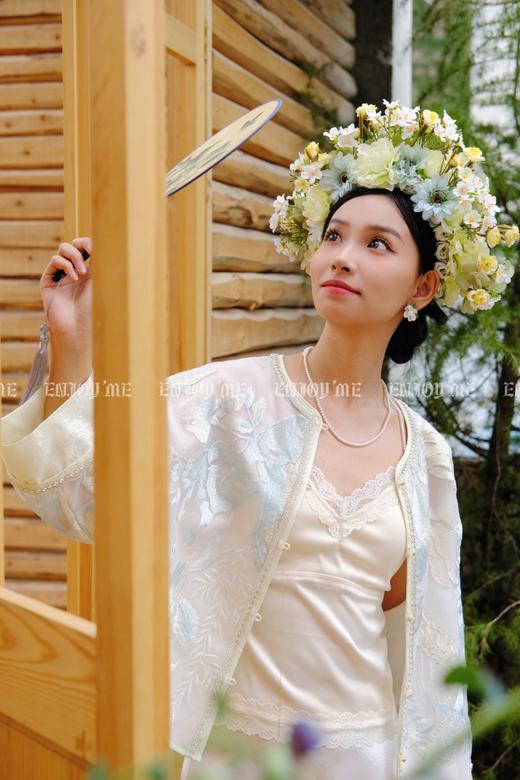 【门店同款】ENJOY夏季云敛-春光推盏花开青蓝中式外套 162266717 商品图3