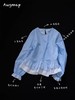 浮生八记/25A019/英式拼接牛仔蓝色芭蕾花瓣双层下摆衬衫 商品缩略图3