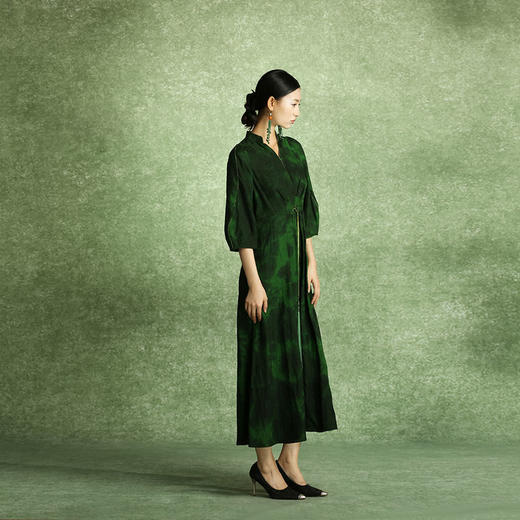 吉祥衣家溯游桑蚕丝提花香云纱新中式显瘦国潮风高端女装连衣裙 商品图1